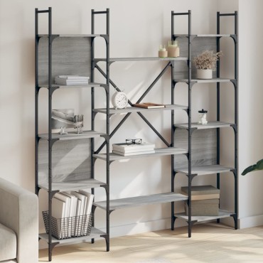 vidaXL Βιβλιοθήκη Γκρι Sonoma 155,5x24x166,5cm Επεξεργασμένο Ξύλο 1 τεμ.