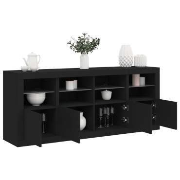vidaXL Μπουφές με LED Μαύρος 163x37x67cm 1 τεμ.