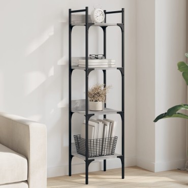 vidaXL Βιβλιοθήκη 4 Επιπέδων Γκρι Sonoma 35x30x138,5cm Επεξεργ. Ξύλο 1 τεμ.