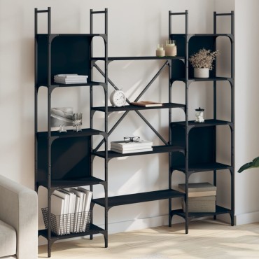 vidaXL Βιβλιοθήκη Μαύρη 155,5x24x166,5cm από Επεξεργασμένο Ξύλο 1 τεμ.