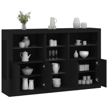 vidaXL Μπουφές με Φώτα LED Μαύρος 162x37x100cm 1 τεμ.