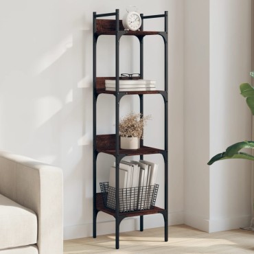 vidaXL Βιβλιοθήκη 4 Επιπέδων Καφέ Δρυς 35x30x138,5cm Επεξεργ. Ξύλο 1 τεμ.