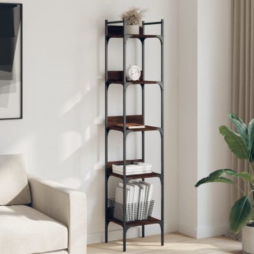 vidaXL Βιβλιοθήκη 5 Επιπέδων Καφέ Δρυς 35x30x174cm Επεξεργ. Ξύλο 1 τεμ.