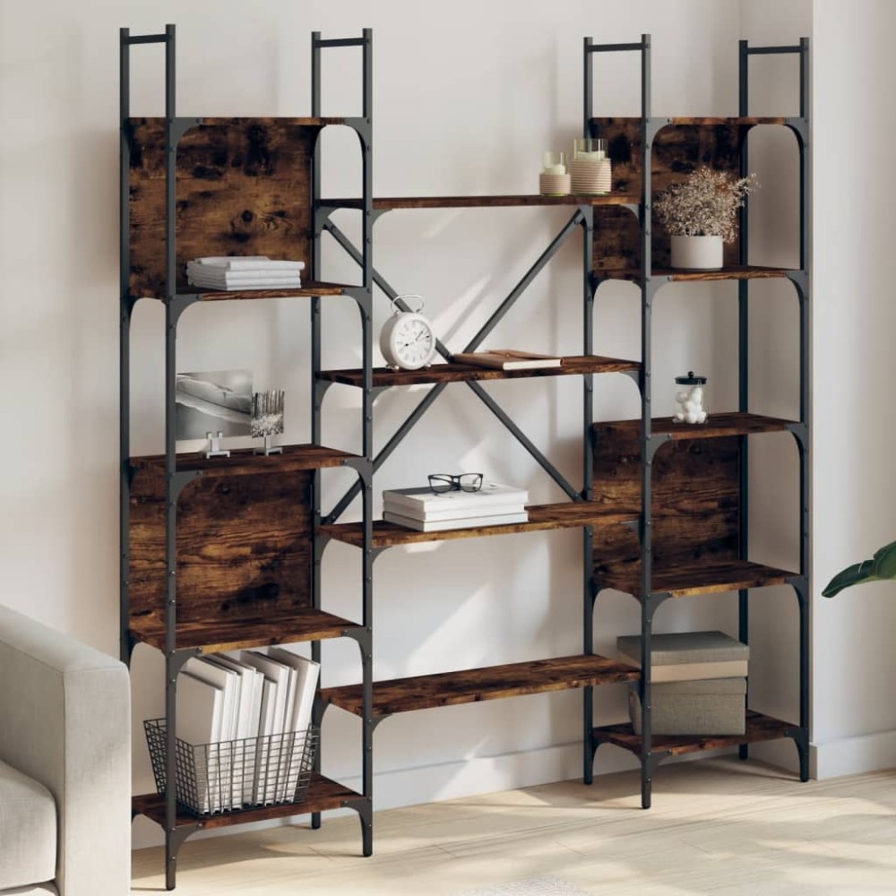 vidaXL Βιβλιοθήκη Καπνιστή Δρυς 155,5x24x166,5cm Επεξεργασμένο Ξύλο 1 τεμ.