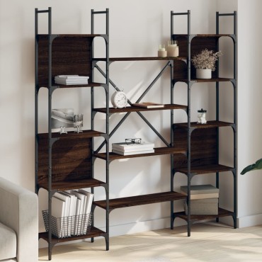 vidaXL Βιβλιοθήκη Καφέ Δρυς 155,5x24x166,5cm Επεξεργασμένο Ξύλο 1 τεμ.