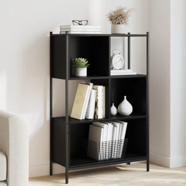 vidaXL Βιβλιοθήκη Μαύρη 72x28x109cm από Επεξεργασμένο Ξύλο 1 τεμ.