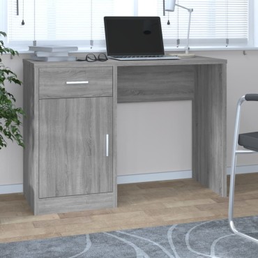 vidaXL Γραφείο με Συρτάρι & Ντουλάπι Γκρι Sonoma 100x40x73cm Επ.Ξύλο 1 τεμ.
