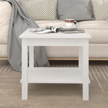 vidaXL Τραπεζάκι Σαλονιού Λευκό 50x50x45cm από Μασίφ Ξύλο Πεύκου 1 τεμ.