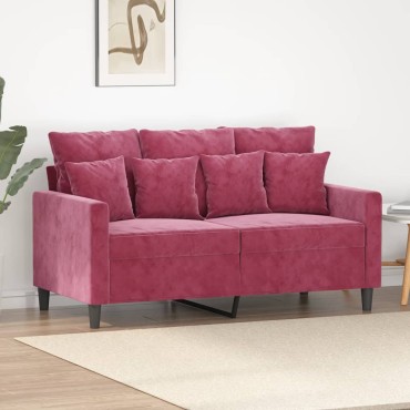 vidaXL Καναπές Διθέσιος Μπορντό Βελούδινος 138x77x80cm 1 τεμ.