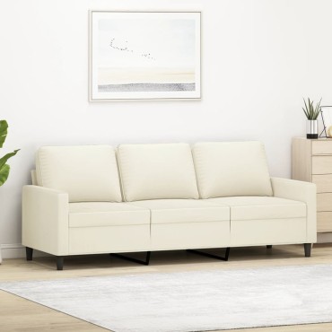vidaXL Καναπές Τριθέσιος Κρεμ Βελούδινος 198x77x80cm 1 τεμ.