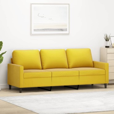 vidaXL Καναπές Τριθέσιος Κίτρινο Βελούδινος 198x77x80cm 1 τεμ.