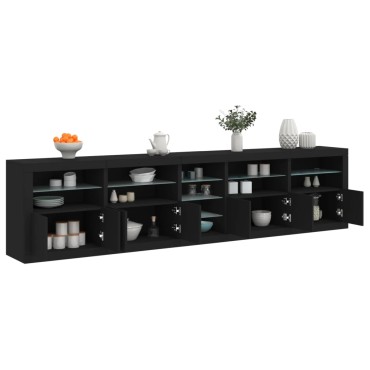 vidaXL Μπουφές με LED Μαύρος 283x37x67cm 1 τεμ.