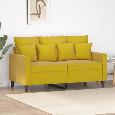 vidaXL Καναπές Διθέσιος Κίτρινος Βελούδινος 138x77x80cm 1 τεμ.