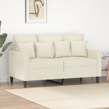 vidaXL Καναπές Διθέσιος Κρεμ Βελούδινος 138x77x80cm 1 τεμ.
