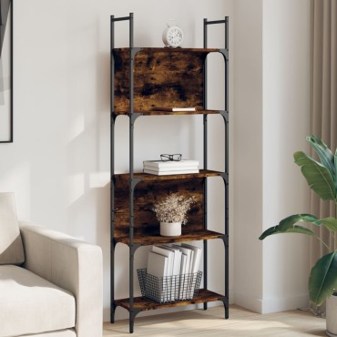 vidaXL Βιβλιοθήκη 5 Επιπέδων Καπν. Δρυς 60,5x24x166,5cm Επεξεργ. Ξύλο 1 τεμ.