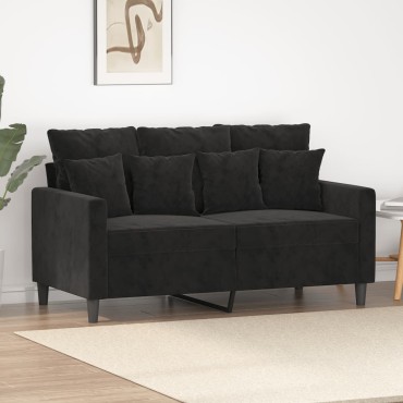 vidaXL Καναπές Διθέσιος Μαύρο Βελούδινος 138x77x80cm 1 τεμ.