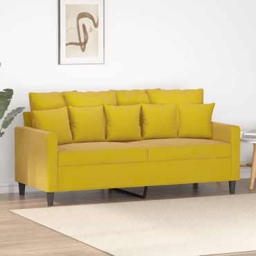 vidaXL Καναπές Διθέσιος Κίτρινος Βελούδινος 158x77x80cm 1 τεμ.