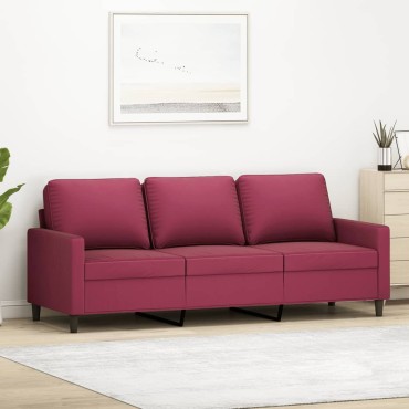 vidaXL Καναπές Τριθέσιος Μπορντό Βελούδινος 198x77x80cm 1 τεμ.