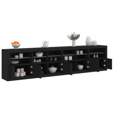 vidaXL Μπουφές με LED Μαύρος 283x37x67cm 1 τεμ.
