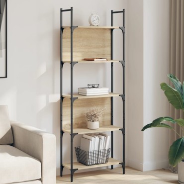vidaXL Βιβλιοθήκη 5 Επιπέδων Sonoma Δρυς 60,5x24x166,5cm Επεξ. Ξύλο 1 τεμ.