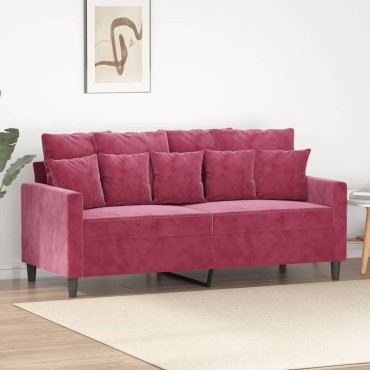 vidaXL Καναπές Διθέσιος Μπορντό Βελούδινος 158x77x80cm 1 τεμ.