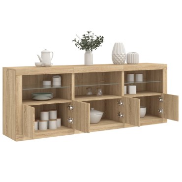 vidaXL Ντουλάπι με LED Sonoma Δρυς 181,5x37x67cm 1 τεμ.