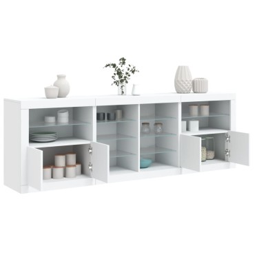 vidaXL Μπουφές με Φώτα LED Λευκός 202x37x67cm 1 τεμ.