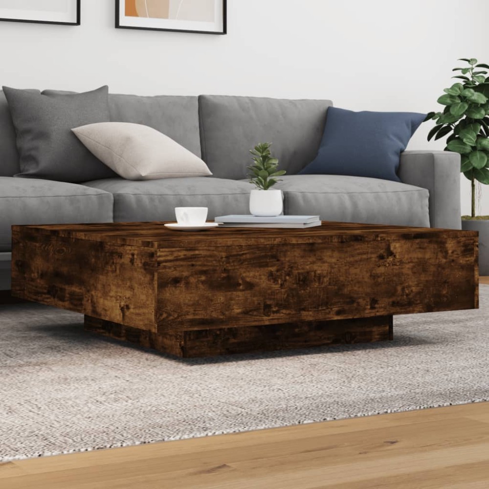 vidaXL Τραπεζάκι Σαλονιού Καπνιστή Δρυς 100x100x31cm Επεξεργ. Ξύλο 1 τεμ.