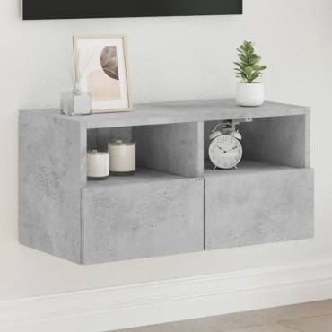 vidaXL Ντουλάπι Τοίχου Τηλεόρασης Γκρι Σκυρ. 60x30x30cm Επεξ. Ξύλο