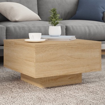 vidaXL Τραπεζάκι Σαλονιού με Φώτα LED Sonoma Δρυς 55x55x31cm 1 τεμ.
