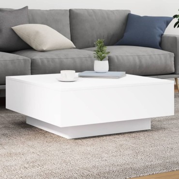 vidaXL Τραπεζάκι Σαλονιού με Φώτα LED Λευκό 80x80x31cm 1 τεμ.