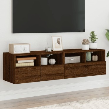 vidaXL Ντουλάπια Τοίχου Τηλ. 2 τεμ. Καφέ Δρυς 60x30x30cm Επεξ.Ξύλο