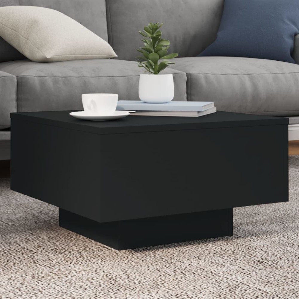 vidaXL Τραπεζάκι Σαλονιού με Φώτα LED Μαύρο 55x55x31cm 1 τεμ.