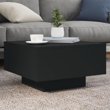 vidaXL Τραπεζάκι Σαλονιού με Φώτα LED Μαύρο 55x55x31cm 1 τεμ.