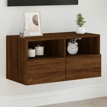 vidaXL Ντουλάπι Τοίχου Τηλεόρασης Καφέ Δρυς 60x30x30cm Επεξ. Ξύλο