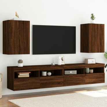 vidaXL Έπιπλα Τοίχου Τηλ. 2 τεμ. Καφέ Δρυς 40,5x30x60cm Επεξ. Ξύλο