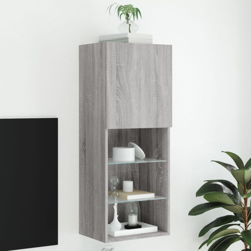 vidaXL Έπιπλο Τηλεόρασης με LED Γκρι Sonoma 40,5x30x102cm