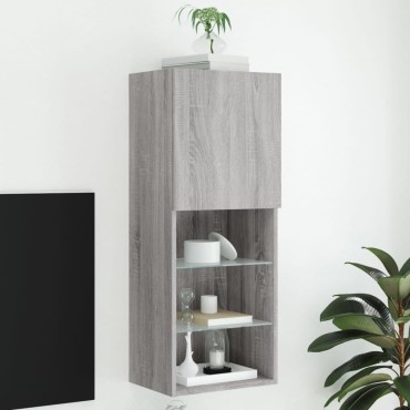 vidaXL Έπιπλο Τηλεόρασης με LED Γκρι Sonoma 40,5x30x102cm