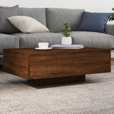 vidaXL Τραπεζάκι Σαλονιού με Φώτα LED Καφέ Δρυς 85x55x31cm 1 τεμ.