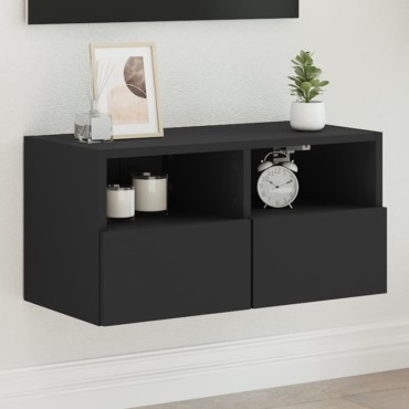 vidaXL Ντουλάπι Τοίχου Τηλεόρασης Μαύρο 60x30x30cm από Επεξ. Ξύλο