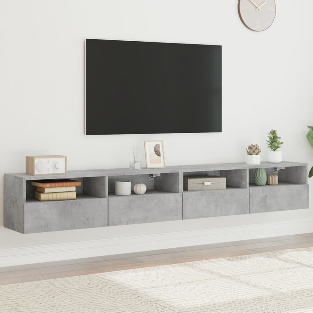 vidaXL Ντουλάπια Τηλ. Τοίχου 2 τεμ. Γκρι Σκυρ. 100x30x30cm Επεξ. Ξύλο