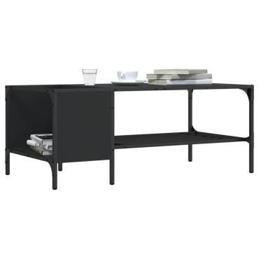 vidaXL Τραπεζάκι Σαλονιού με Ράφι Μαύρο 100x51x40cm Επεξεργ. Ξύλο 1 τεμ.