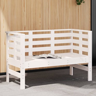 vidaXL Παγκάκι Κήπου Λευκό 111,5x53x71cm από Μασίφ Ξύλο Πεύκου 1 τεμ.