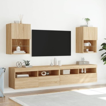 vidaXL Έπιπλα Τηλεόρασης με LED 2 τεμ. Sonoma Δρυς 40,5x30x60cm
