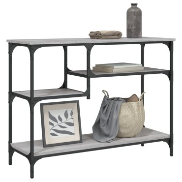 vidaXL Τραπέζι Κονσόλα με Ράφια Γκρι Sonoma 100x35x75cm 1 τεμ.