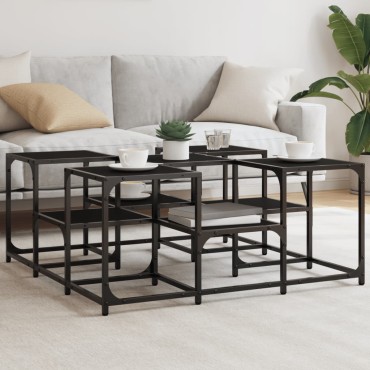 vidaXL Τραπεζάκι Σαλονιού Μαύρο 91x91x40cm Επεξεργασμένο Ξύλο 1 τεμ.