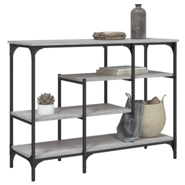 vidaXL Τραπέζι Κονσόλα με Ράφια Γκρι Sonoma 100x35x75cm 1 τεμ.