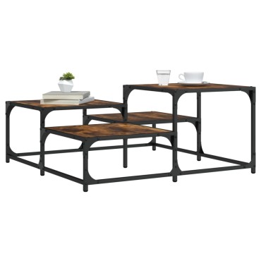 vidaXL Τραπεζάκι Σαλονιού Καπνιστή Δρυς 87,5x87,5x40cm Επεξεργ. Ξύλο 1 τεμ.