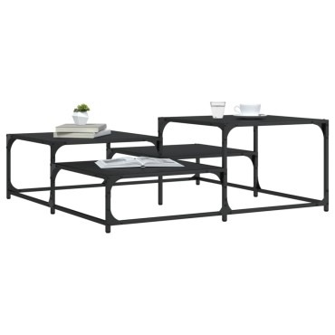 vidaXL Τραπεζάκι Σαλονιού Μαύρο 107x107x40cm Επεξεργασμένο Ξύλο 1 τεμ.