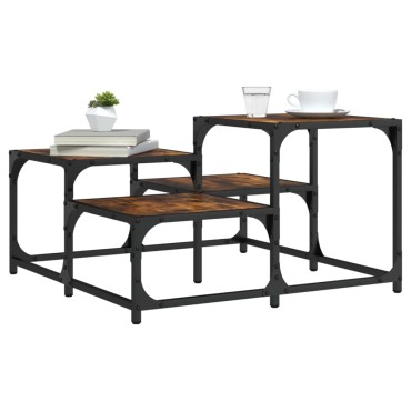 vidaXL Τραπεζάκι Σαλονιού Καπνιστή Δρυς 68x68x40cm Επεξεργ. Ξύλο 1 τεμ.